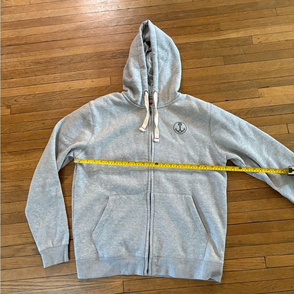 Iron & Resin Gray Zip-Up Hoodie with Anchor Logo
